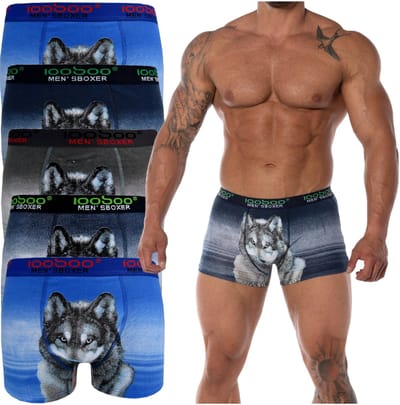 Markal - Heren Katoenen Boxershorts - Wolfmotief - Maat M - Navy