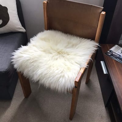 Luxe Schapenvacht Stoelkussenhoes Vierkant 37cm - Zachte Natuurlijke Ivoor Witte Vacht