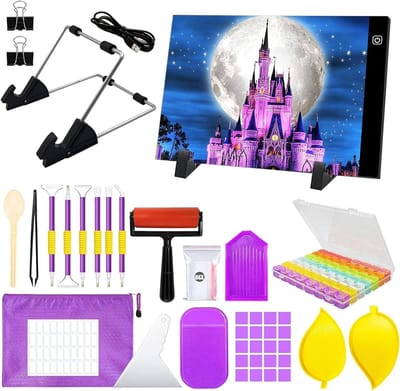 LED Lichtplaat - A4 Formaat - Diamond Painting - Instelbare Helderheid - USB-Kabel - Afneembare Standaard - Schetsen - Ontwerpen - Hobby - Verlichte Tekentafel - Geschikt voor 5D - Diamond Painting - Grijs