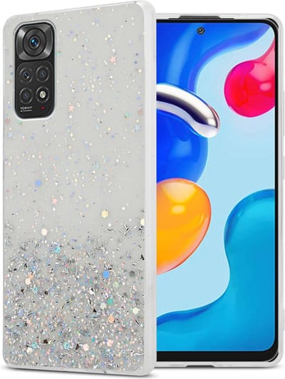 Cadorabo Hoesje geschikt voor Xiaomi RedMi NOTE 11 4G / 11S 4G in Transparant met Glitter - Beschermhoes van flexibel TPU silicone met fonkelende glitters Case Cover Etui
