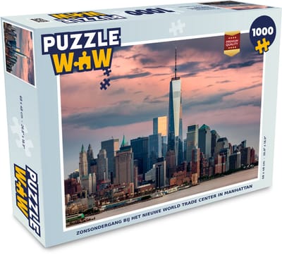 Puzzel Zonsondergang bij het nieuwe World Trade Center in Manhattan - Legpuzzel - Puzzel 1000 stukjes volwassenen