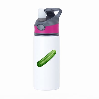 Hacebo® - Komkommer waterfles met rietje roze - Groente - Groente liefhebbers - Knapper groente - gezond eten - water fles - 650ML