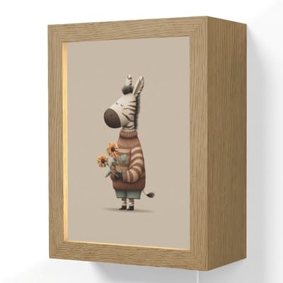 Wandlamp 15x20 cm - Oplaadbaar - Zebra - Zonnebloemen - Warm - Wandlampen binnen woonkamer - Slaapkamer lamp met kabel - Decoratieve nachtlamp - Vloerlamp snoer