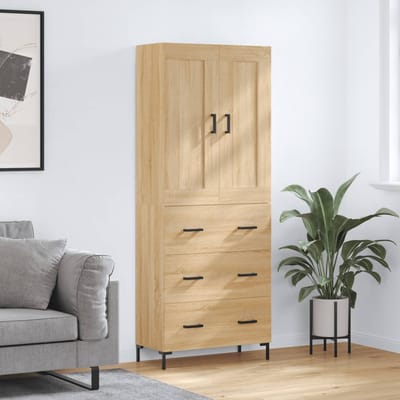 vidaXL - Hoge - kast - 69,5x34x180 - cm - bewerkt - hout - sonoma - eikenkleurig