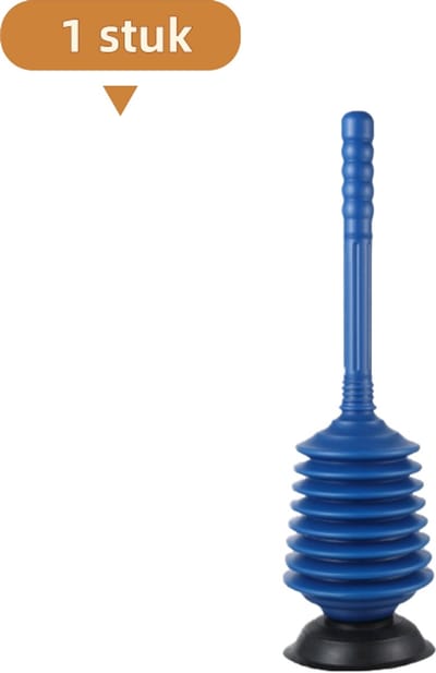 1 artikel - Toiletontstopper - Ontstoppingshulpmiddel voor toiletten - Geschikt voor verstopte rioolbuizen en toiletten - Hoge druk - Toiletontstopper met zuignap - Blauw en zwart - Verdikte versie