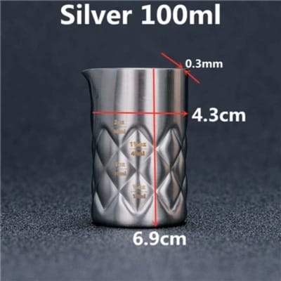 100ml 304 Maatbeker Gereedschap Bar Maat Cocktail Jigger Metalen Bar Spirit Maat met Schenktuit Zilver/Koper Barware
