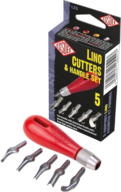 Lino snijset met handvat en 5 frezen