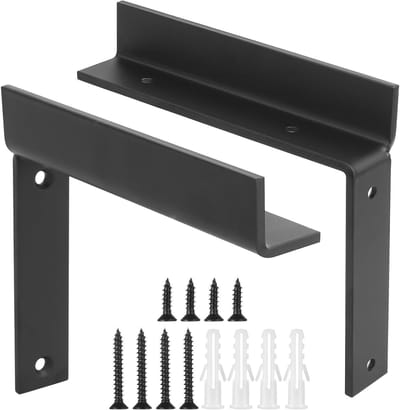 Set van 2 Zwarte Wandconsole Plankenhouders, Metalen Hoeksteunen voor Zware Lasten, Ideaal voor Woonkamer, Slaapkamer en Badkamer