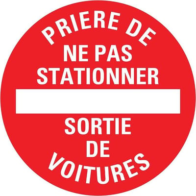 Pickup Pictogram rond diameter 20 cm - Prière de ne pas stationner sortie de voitures