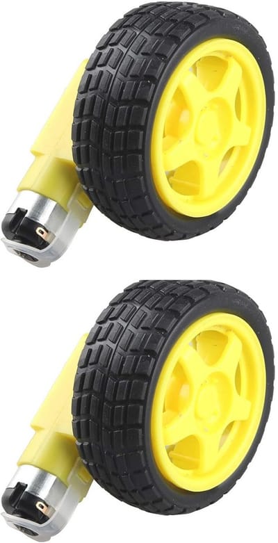 Set van 2 DC-motoren met dubbele as en bandenwiel voor Arduino