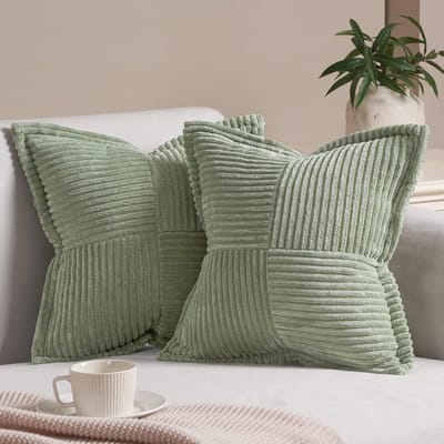 Set van 2 Rechte Kussens voor Woonkamer en Slaapkamer - Zachte Velours Ribbel Kussens voor Stoelen en Relaxstoelen