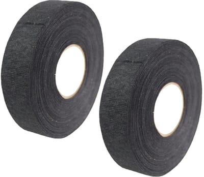 Isolatietape Stof voor Bedrading Auto & Vrachtwagen | Hoge Temperatuur, Geluidsdempend, 2 Rollen Zwart