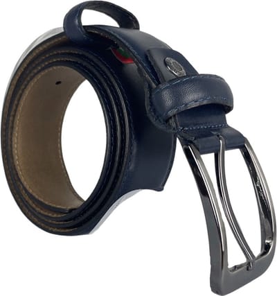 Riem Dames - 3.5 cm Breed - Donkerblauw - Riem Heren - Blauw Leer - Totale Riem Lengte 115 cm (Taillemaat tot 95 cm)