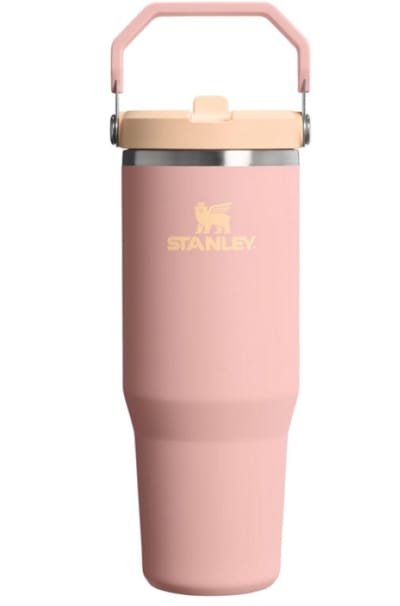 STANLEY IceFlow 2.0 Flip Straw Tumbler 30 oz / 0.86L (Peach Rose) – Geïsoleerde RVS Drinkfles met Handvat – Lekvrije Thermosbeker met Flip Straw – BPA-vrij