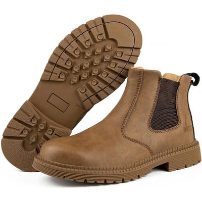 Hoge Leren Schoenen Casual Schoen Ronde Neus Modieuze Enkellaarzen Antislip Sport- en Vrijetijdsschoenen Werklaarzen voor Mannen Platform 41 brown