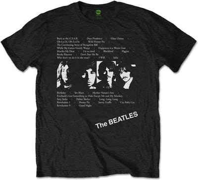 The Beatles - White Album Tracks Heren T-shirt - S - Zwart
