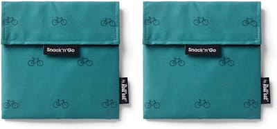 Snack'n'Go Icons Fiets - Herbruikbaar Boterhamzakje en Snackverpakking - Sluiting met klittenband - BPA-vrij - Waterdichte binnenlaag - Wasbaar tot 60°C - 2 stuks