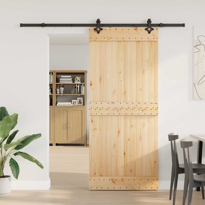 vidaXL - Schuifdeur - NARVIK - Naturel - en - Zwart - 90 - x - 210 - cm - (213,5 - cm)