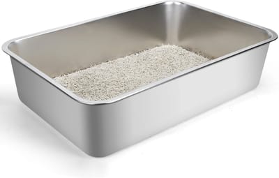 Nobleza RVS Kattenbak XXL - Kattentoilet Roestvrijstaal - Grote Kattenbak van RVS - Open Kattenbak - 60x40x15cm