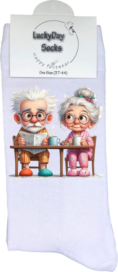 Liefste Oma en Opa - Grappige sokken - Origineel cadeau - Verjaardag cadeau - Sint cadeau - Leuke sokken - Vrolijke sokken - Cadeautje - Grappig cadeau - Pensioen cadeau - Kerstcadeau - Vaderdag - Moederdag - Socks maken Happy - 37-44