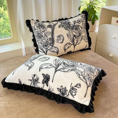 Housse d'oreiller Hiver Velours Lait Épaissie Paire de Dortoir Dentelle Couleur Unie Imprimé 48 * 74 [One pair]