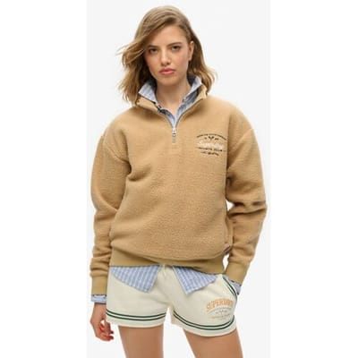 Superdry - Country Club fleecesweatshirt met halve rits - Dames - Truien