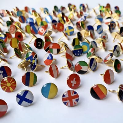 Decorartikelen Wereldkaart - Vlagpennen en Monumenten - 200 stuks