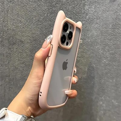 Cartoon 3D Leuke Kattenoren Silicone Schokbestendig Telefoonhoesje Voor iPhone 11 12 13 14 15 16 Pro Max X XR XS Transparante Acryl Hoes For iPhone 15 plus