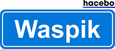 Hacebo - Plaatsnaam Sticker - 29x10 CM - Waspik sticker - Verkeersborden sticker - grappige cadeaus - Waspik
