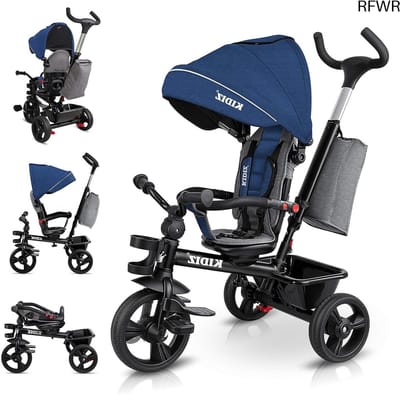 RFWR® 5-in-1 Kinderdriewieler met Duwstang en Zonnedak voor Kinderen vanaf 1 Jaar