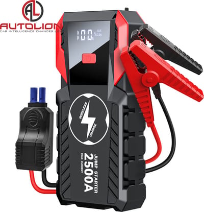Woegel Krachtige 12V Jumpstarter - 23.800 Mah / 2500A - 7in1 Startkabels Met Powerbank - Starthulp Voor Auto’s Met LED - en SOS Noodlicht - Incl. Opbergcase