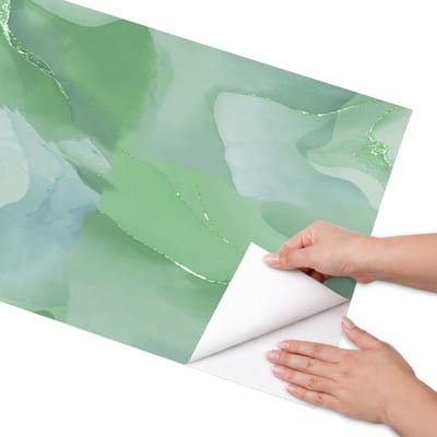 Coloray Meubel Wrap Folie - Groente Meubelfolie - 50x100 cm - Meubel Wrap Folie Groene abstractie - Plakfolie Meubels - Waterverf Meubelfolie - Decoratiefolie Zelfklevend - Slaapkamer decoratie - Abstractie