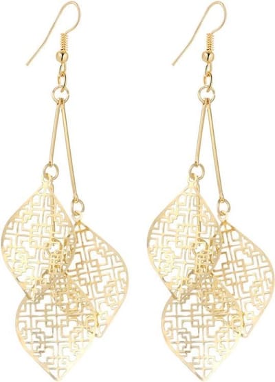 Fako Bijoux® - Oorbellen - Aluminium - Blaadjes - Goudkleurig