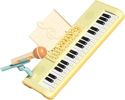 Elektronisch Orgel - Muziektoetsenbord Kinderen - Muziek Leren - Inclusief Microfoon - 37 Toetsen - Geel