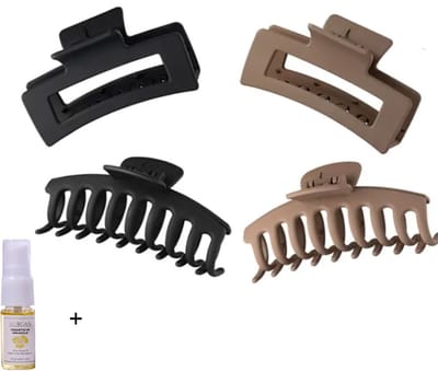 Aurgan Haarklepset - 4 stuks - grote haarklep - 10.5 en 11 cm groot - Zwart en bruin - elegante stijl - hair clip - haarclip