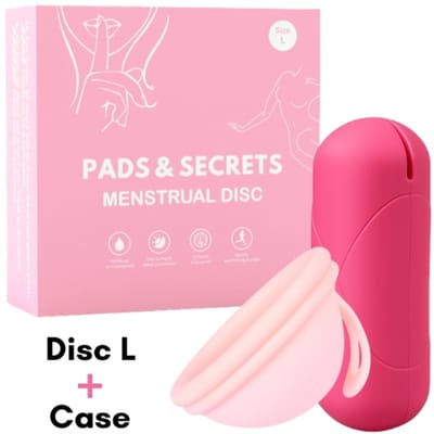 Pads & Secrets - Menstruatiedisc Maat L inclusief hoesje - Herbruikbare Menstruatie Disc Menstruatiedisk Disk - menstruatiecup - cup