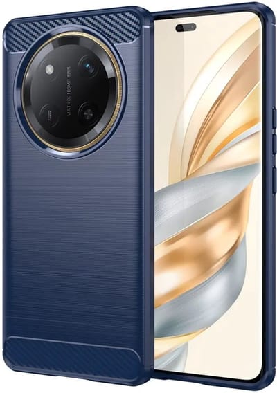 Geborsteld TPU Hoesje Geschikt voor Honor Magic 7 Lite | Beschermhoes | Back Cover | Flexibel TPU | Stijlvol Carbon | Dun | Blauw