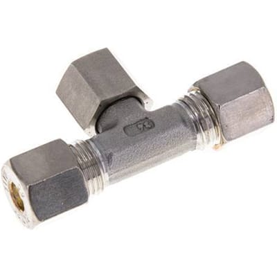 8S RVS T-stuk Knelfitting Draaidoorvoer 500bar FKM Verstelbaar ISO 8434-1