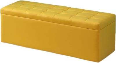 Opbergkist voetenbank - Opbergpoef opklapbaar - Ruimte Organiseren - Hoge draagkracht - 110x40x40cm - Geel