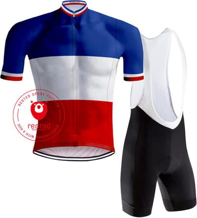 Retro Wielertenue Franse Kampioenstrui Tricolore - REDTED - S
