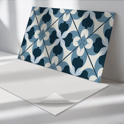 Wallfluent Vinyl Wandpaneel - Abstract geometrisch patroon Zelfklevend Wandpaneel - 100 cm x 50 cm - Blauw PVC wandpaneel - Set van 1 - Rechthoekig Wandbekleding Vinyl - Patroon Wandpaneel - PVC Muurpaneel - Wandpaneel Keuken en Badkamer