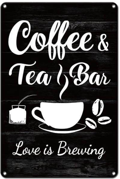 Dailygoods- Tinnen Bord 30cmx20cm - Wanddecoratie - Metalen Bord - Koffie/Thee Bar - Muur Art - Schilderij Decoratie