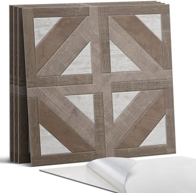Coloray Wandpanelen Zelfklevend - Geometrie van hout en beton Zelfklevende Wandpanelen - 50 cm x 50 cm - Bruin Wandpaneel PVC - 5 stuks - Texturen Wandpanelen Zelfklevend - Wandbord Keuken - Wandpaneel Badkamer