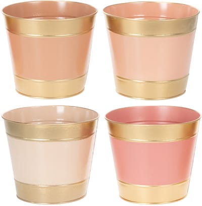 Metalen plantenpot/bloempot, Ø17cm H14,5cm, 4 stuks, 4 Stück
