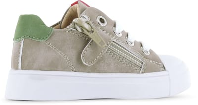 Shoesme Taupe Sneaker Met Stripings - Veterschoen Kind - Jongens - Taupe - Microleer - Maat 23