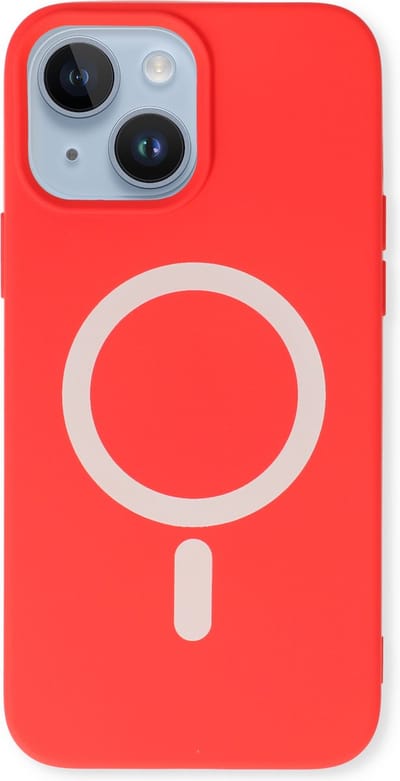 Casemania Hoesje Geschikt voor Apple iPhone 14 - Rood - Magnetische Siliconen Back Cover