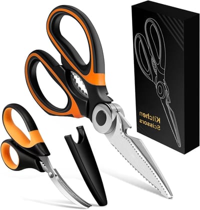 Set van 2 Keukenscharen van Roestvrij Staal, Scherpe Scharen voor Vlees, Gevogelte en Vis, Multifunctionele Keukenhulpmiddelen van 21 cm