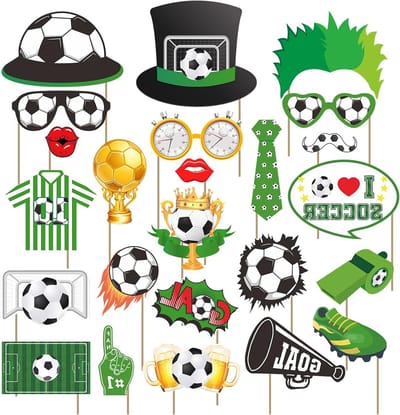 Voetbal Foto Booth Rekwisieten voor Bruiloften, Verjaardagen en Feestjes - 24 Stuks voor Onvergetelijke Momenten