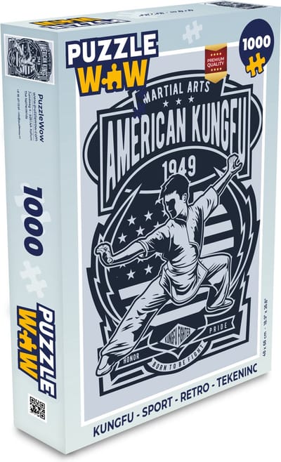Puzzel Kungfu - Sport - Retro - Tekening - Legpuzzel - Puzzel 1000 stukjes volwassenen