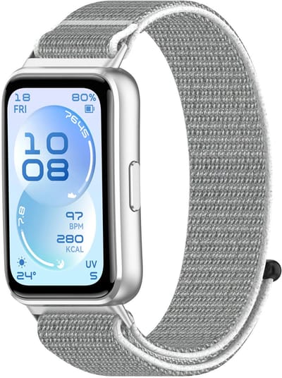 Strap-it Nylon 'Wave' bandje geschikt voor Huawei Band 11 / Huawei Band 11 Pro (Grijs)